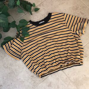 Yellow and Black striped crop tee